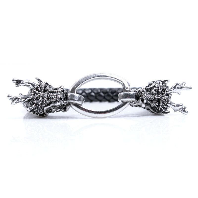 Hip Hop Leather Bracelet Men Minimalist Vintage Dragon Totem Metal Wristband Stylish Fierce Accessory
