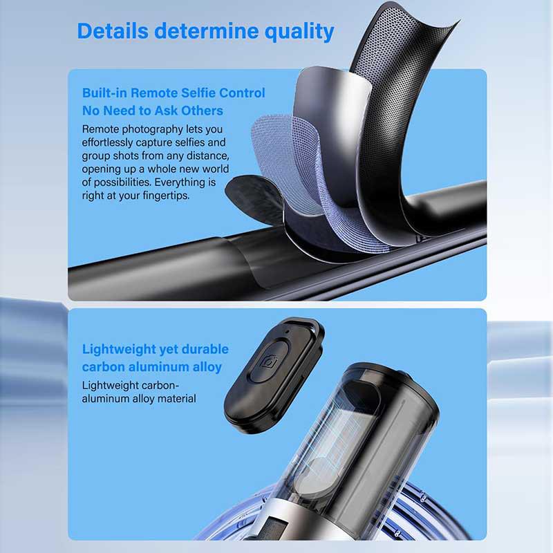 Bluetooth Selfie Stick Tripod: Anti-Shake, Automatic Retractable, Portable Remote Control Phone Holder for Travel.