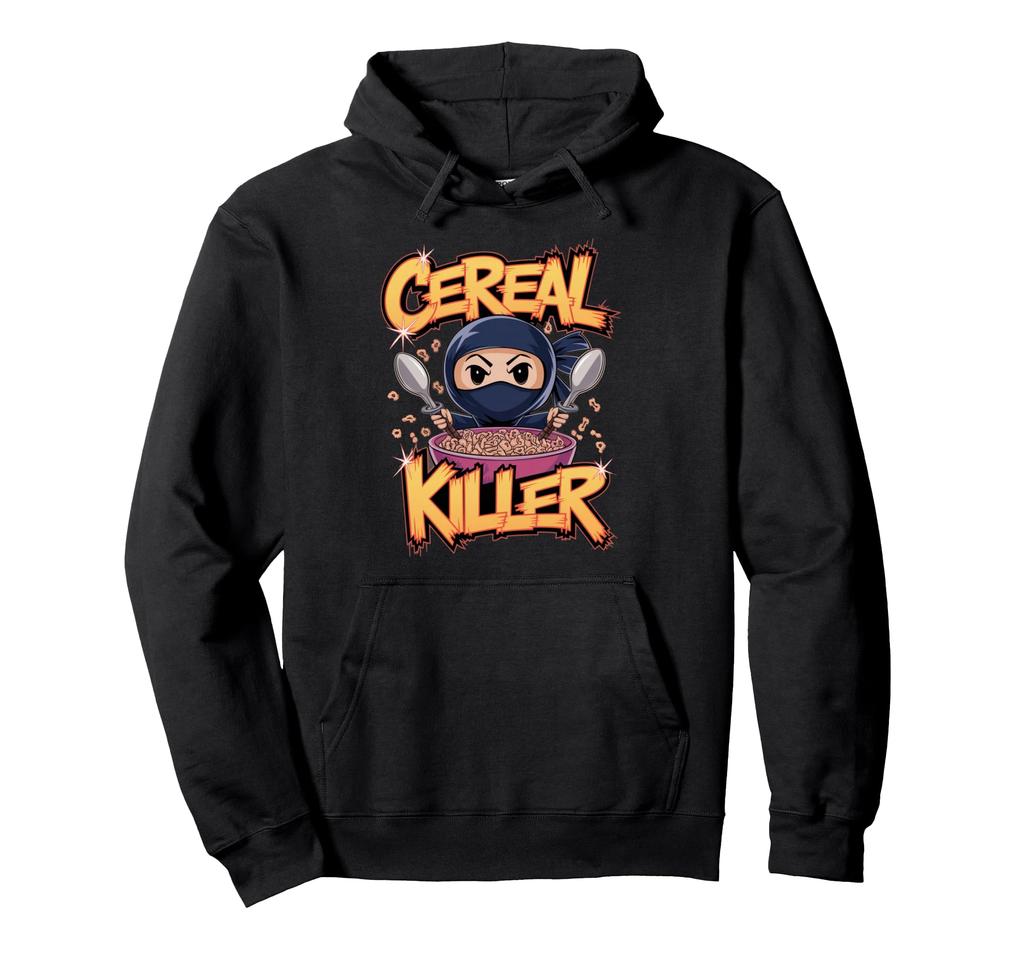 Serial Killer Ninja Cartoon Design Hoodie Action-packed