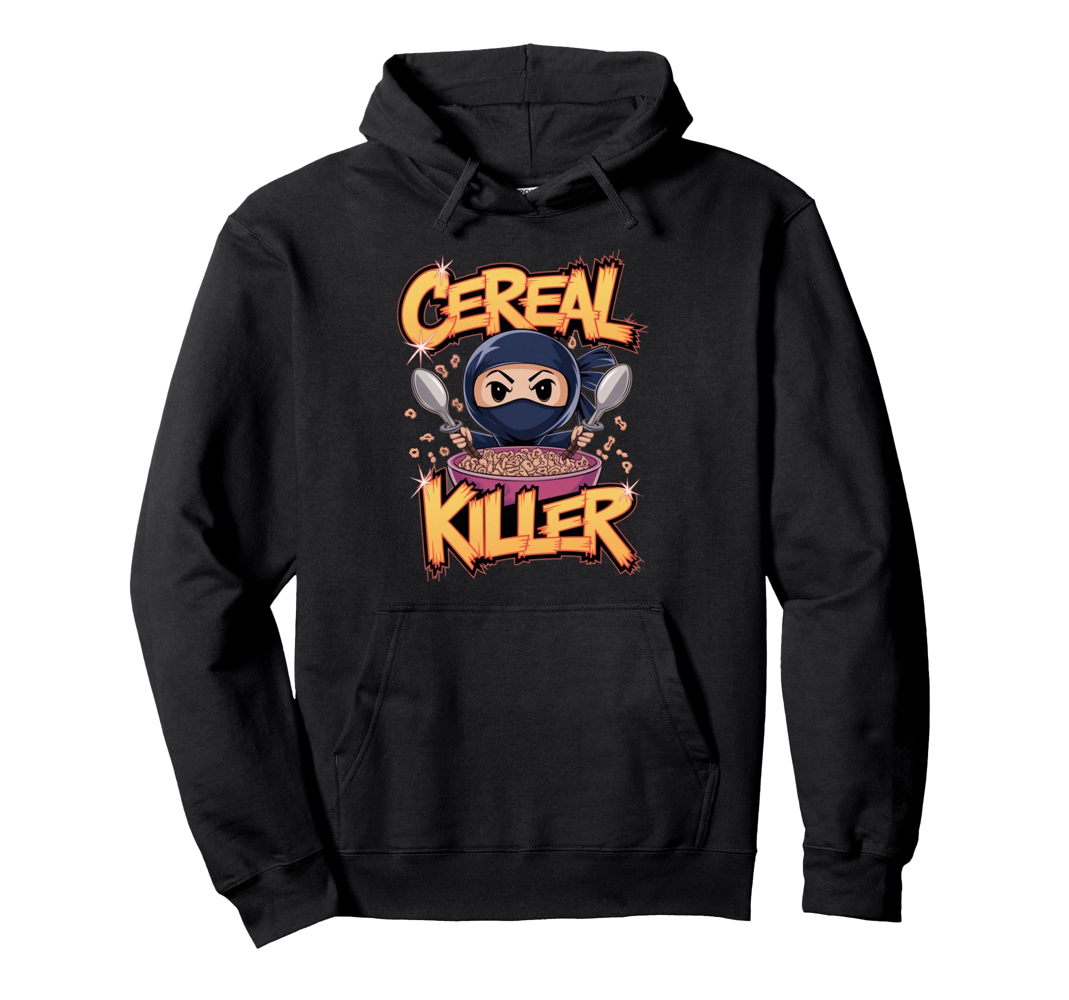 

Serial Killer Ninja Cartoon Design Hoodie Action-packed чёрный