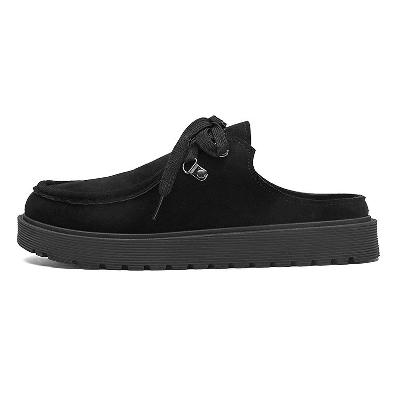 

Platform Mules Men Backless Loafers Slipper Thick-soled Half Shoes For Man Closed Toe Slide Sandals Open-back Casual Boat Shoes 39