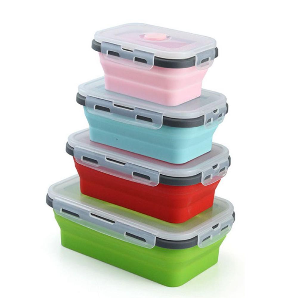 Silicone Material Kitchen Supplies with Lids Tableware Food Container Lunch Box Food Storage Box