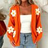 Damen Strickjacke Lockerer Schnitt Farbe mit Großem Blumendruck für Lässige Alltagsmode
