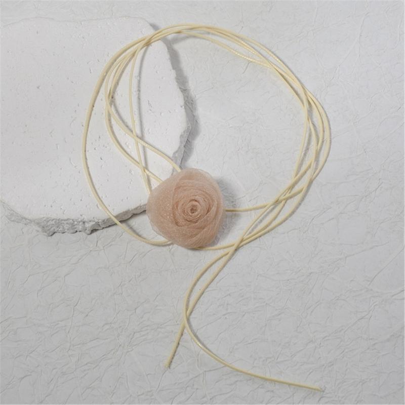 Stylish Lace Rose Clavicle Chain Necklace Long Rope Flower Choker Collarbone Chain Bridals Wedding Party Accessory