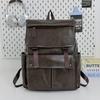 Schoolbag, business laptop handbag, unisex new PU soft leather backpack, fashionable commuter, large capacity travel backpack