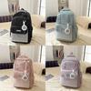 Solid Color Simple Letter Print Student Backpack With Pendant For Daily Use
