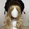 Woven Straw Lace Hat with Dark Series Design and Large Bowknot Elegant Bonnet Hat For Women Theme Parties and Halloween