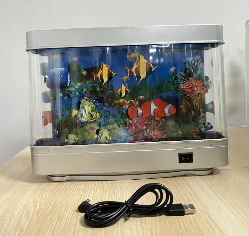 Lumière décorative pour aquarium de bureau, lumière décorative dynamique pour aquarium USB, ornements décoratifs à thème pour aquarium, dynami