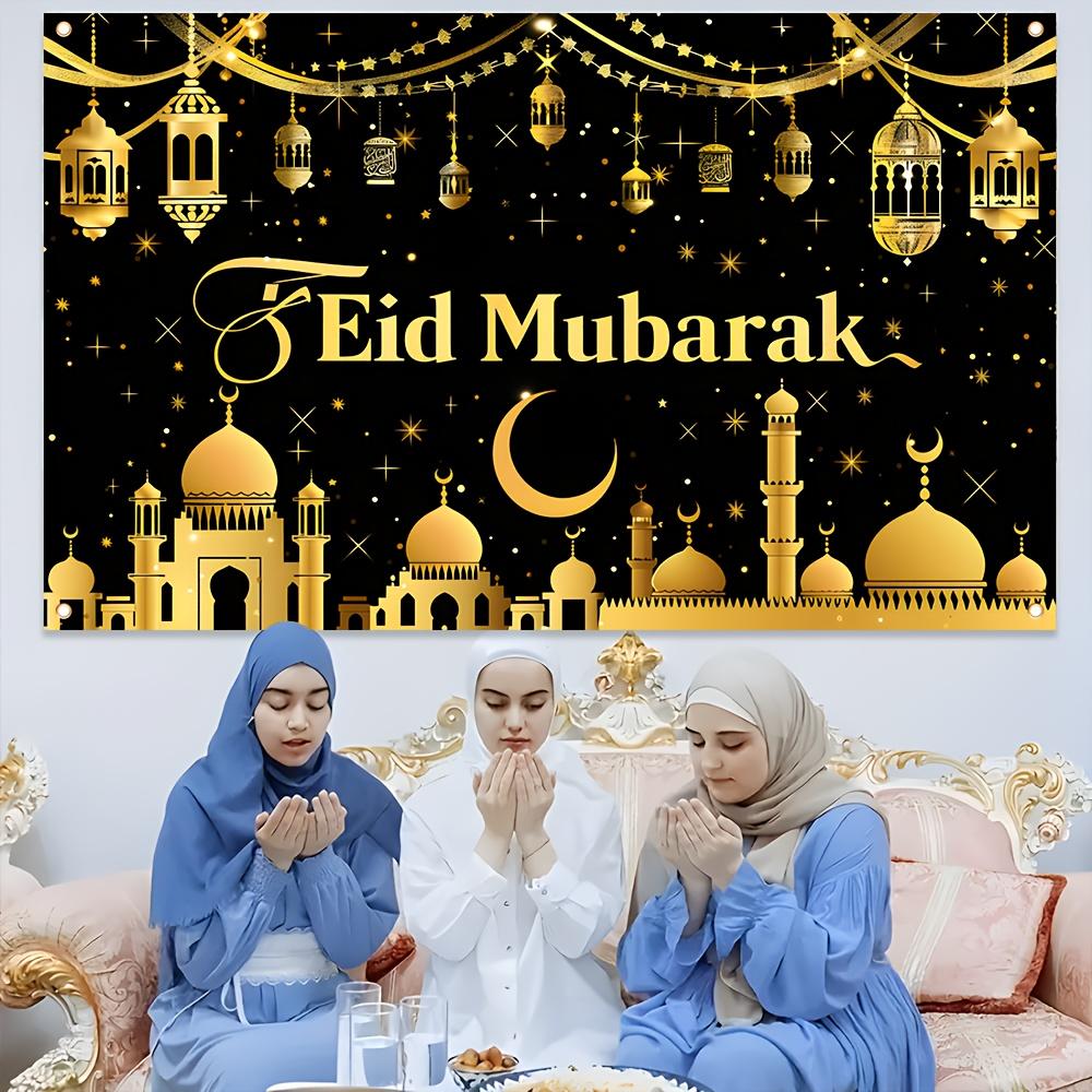 1Pcs Ramadan Eid Al Fitr Decorative Pattern Decoration Background Religious Backdrop Decorations For Photo Studio Booth Party