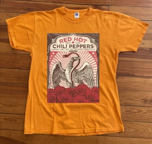 Винтажная Желтая Футболка с Короткой Рукавой для Рок-Группы Red Hot Chilli Pepper AHN01295 Унисекс M