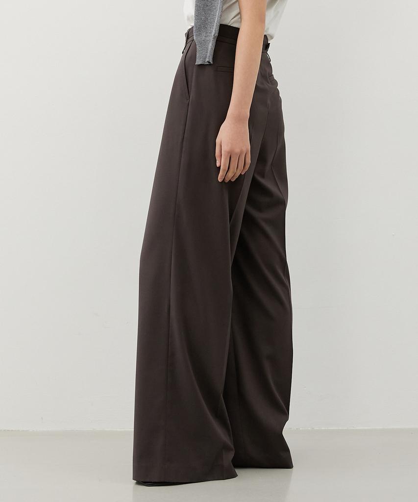 CITYBREEZE Strap Tuck Wide Slacks_Dark Brown