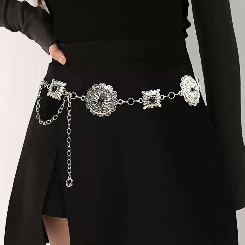 Fashionable Retro Stone-Metal Waist Chain Versatile High-En Adjustable Waist Chain for a Flattering Slimming Look