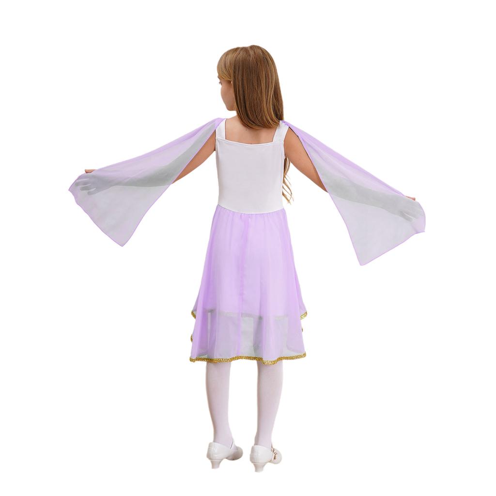 Kostium greckiej togi dla dziewczynki Bezrękawa asymetryczna zwiewna sukienka Starorzymska bogini Halloween Cosplay suknia