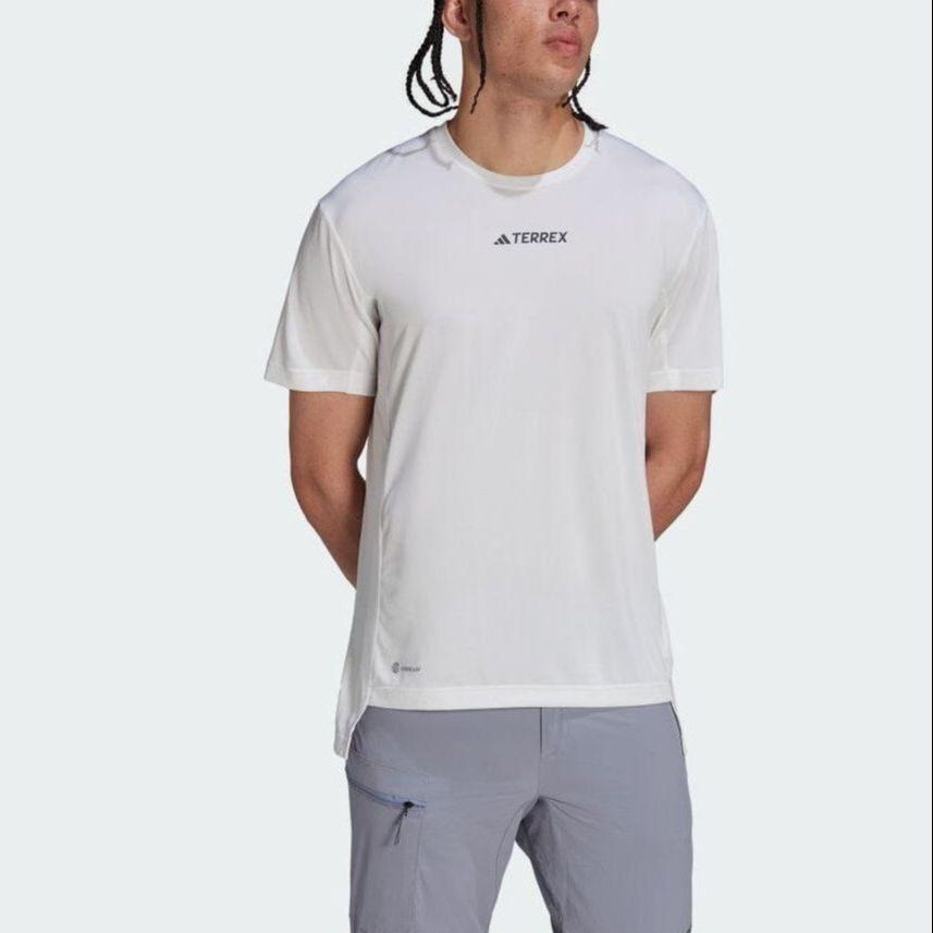 adidas T Shirts Men's White Crew Neck Moderate Straight Fit HM4047