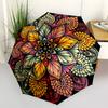 1pc Floral Mandala Automatic Folding Umbrella with 8 Bones, 3-Fold Compact Umbrella, Compact Design On-the-Go Essential, casual outdoor acce