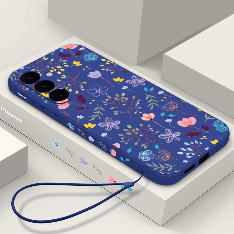 Для Samsung Galaxy S25 S24 S22 Ultra Plus S23 S21 S20 Fe A55 A54 A53 A35 A15 5g A17 A37 A57 S26 Цветочный узор Ремешок Ударопрочный Тонкий Мягкий чехол из ТПУ Samsung A15 5G