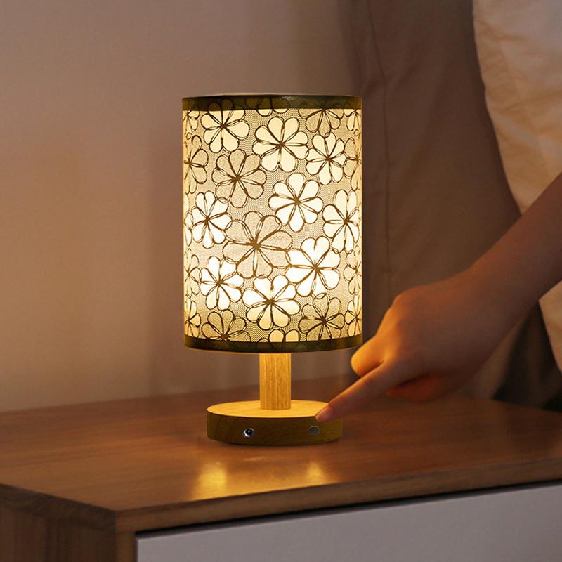 Usb Bedside Lamp Night Lights Table Lamp With Cylinder Lamp Shade For Bedroom Bedside Lamp Study Dormitory Led Night Light