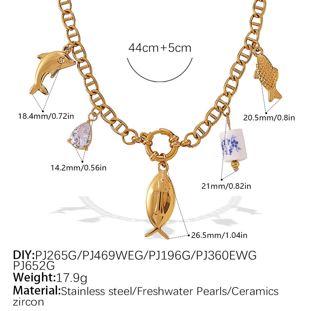 Ocean Wind Resort Beach DIY Pendant Starfish Necklace Stainless Steel Gold Plated Necklace Jewelry Women