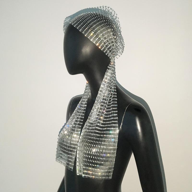 Шляпа со стразами Шляпа с рыболовной сетью Индивидуальная рыболовная сетка Головной платок Модная ромбовидная шляпа Длинная