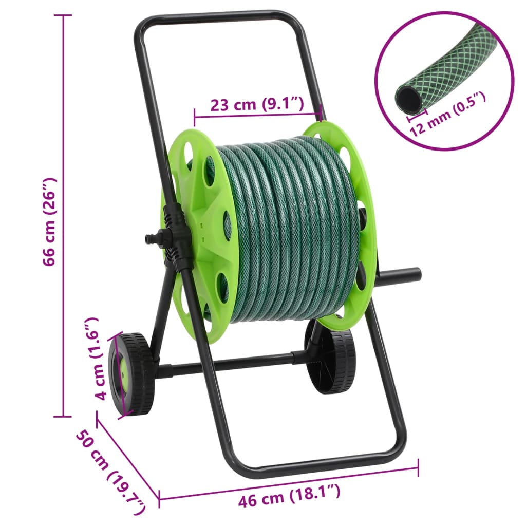 Hose Reel with 30 m PVC Green Hose