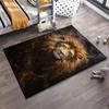 Realistic Lion Portrait Carpet with Fiery Background for Living Room Suitable for use as an anti-slip for living room bedroom sofas