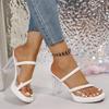Fashion Upgraded Transparent Buckle High Heel Sandals Women Outdoor Summer Style Elegant Sexy Crystal Thick High Heels Shoes for Women