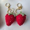 Cute Fruit Series Crochet Keychain Handmaking Knitted Strawberry Keyrings Cute Cherry Keyrings For Bag Pendant Custom Accessory