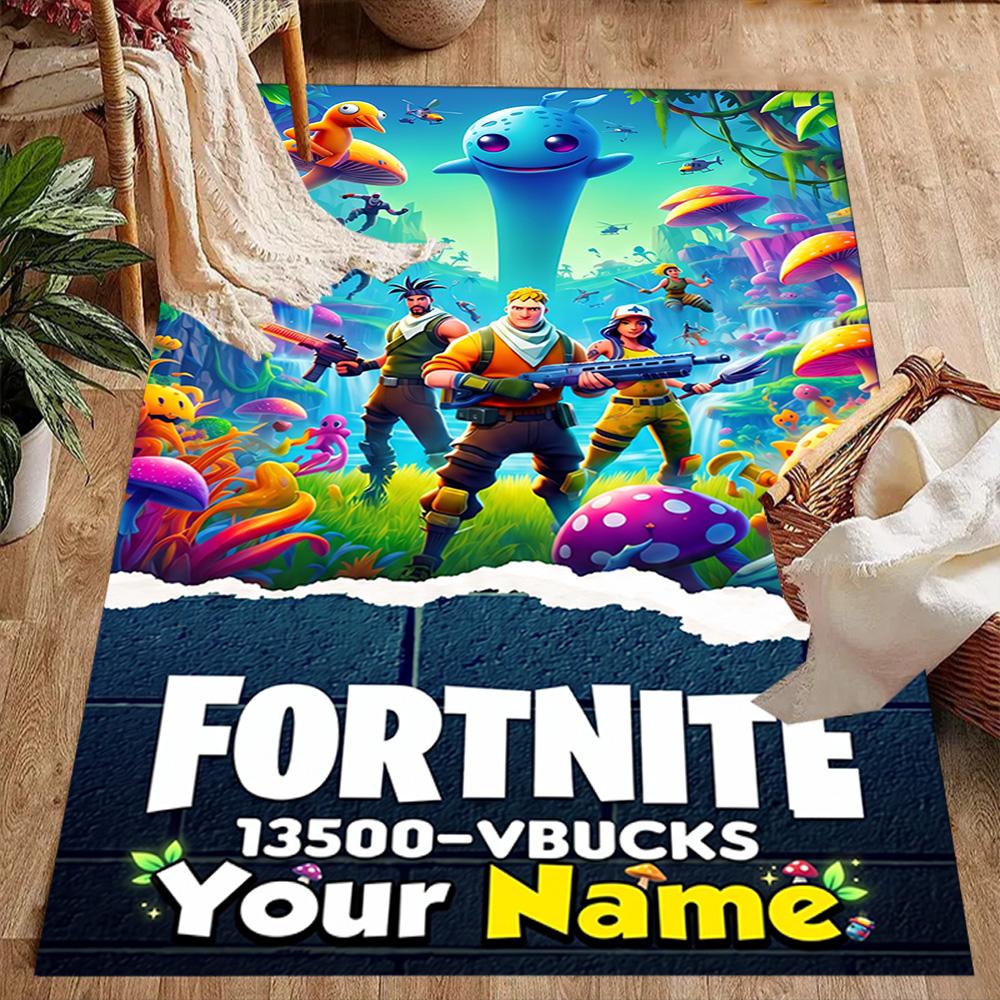 Fortnite Customized Name Floor Rug Office Rug Design for Living Rooms Foyer Dining Room Hallway Anti-slip Rug Anime Office Decor