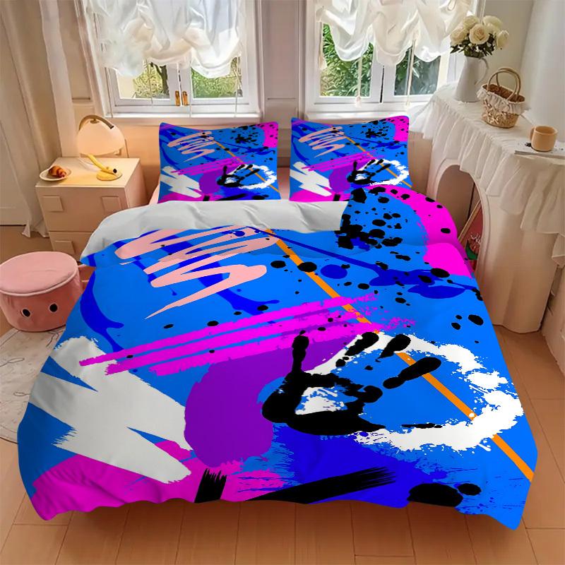 3Pcs Abstract Art Prin Printed Bedding Set, Breathable And Soft, Machine Washable, Christmas Gift, Suitable for Bedroom Decoration, 15156
