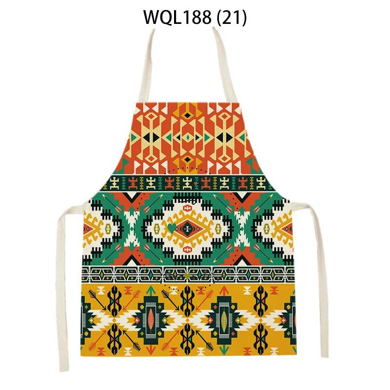 Retro Geometry Print Kitchen Apron for Woman Man Bohemia Linen Baking Aprons Adult Kids Cooking Apron Cleaning Tools Tablier