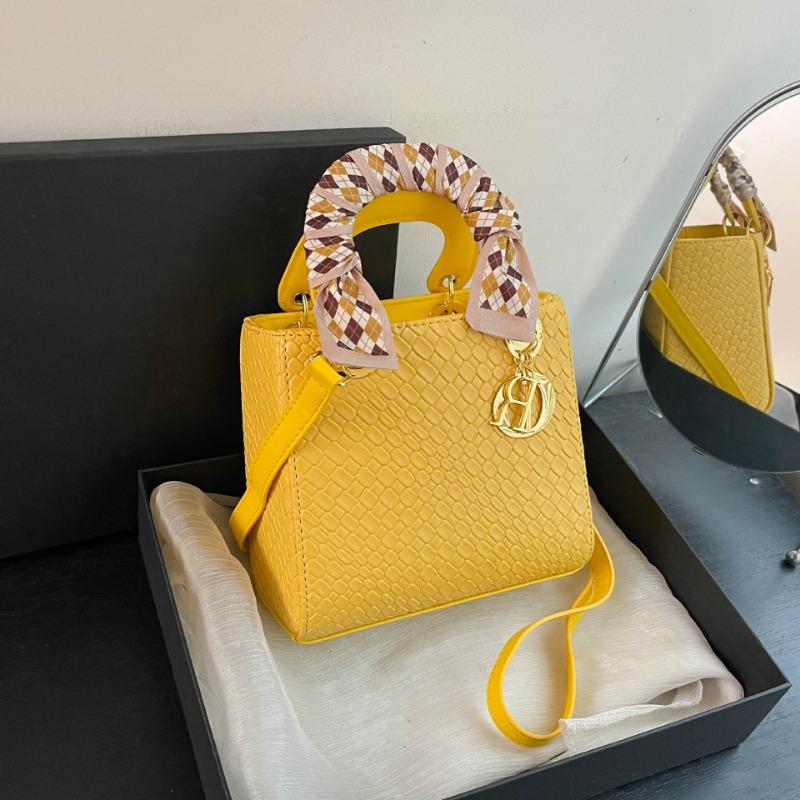 Small Square Bag Women's New Shoulder Messenger Bag Handbag Woven Belt Silk Scarf Princess Diana Bag