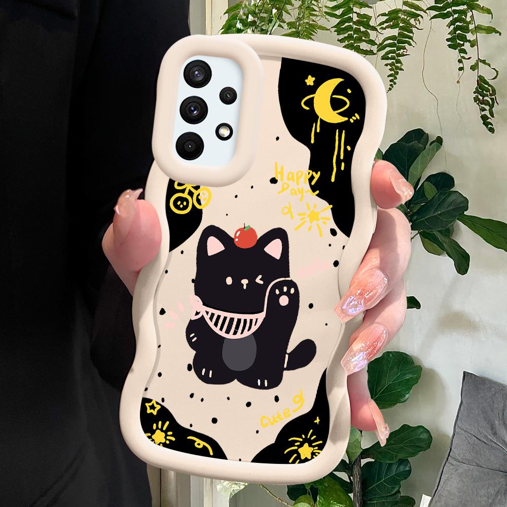 

Окрашенный узор Big Wave Edge Мягкий силиконовый материал Macaron чехол для телефона противоударный защитный резиновый чехол для Samsung Xiaomi Poco Redmi Redmi A2 Plus белый