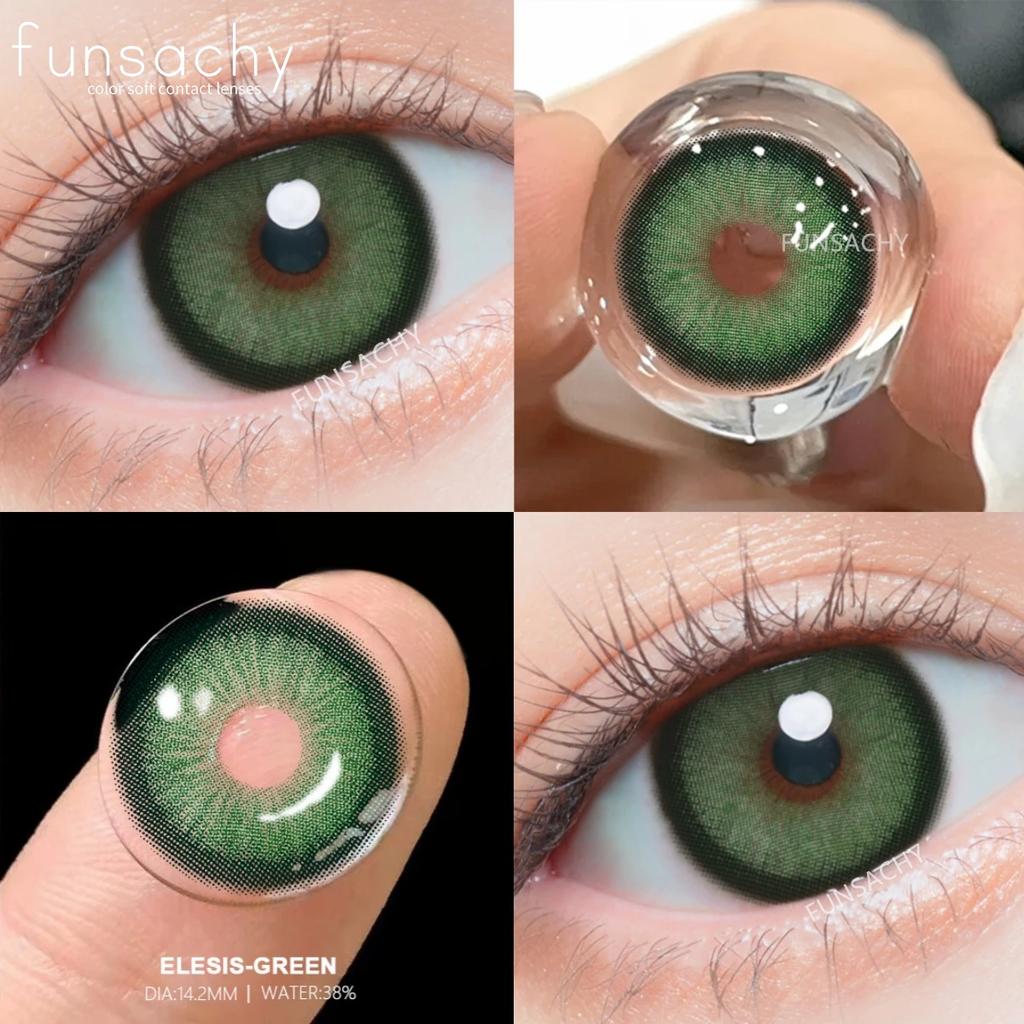 FUNSACHY 2 st Nya Färgglada Kontaktlinser för Ögon Koreansk Stil Mode Linser Y2k Blå Ögonlinser Colorcon Årlig Grå Ögonlins
