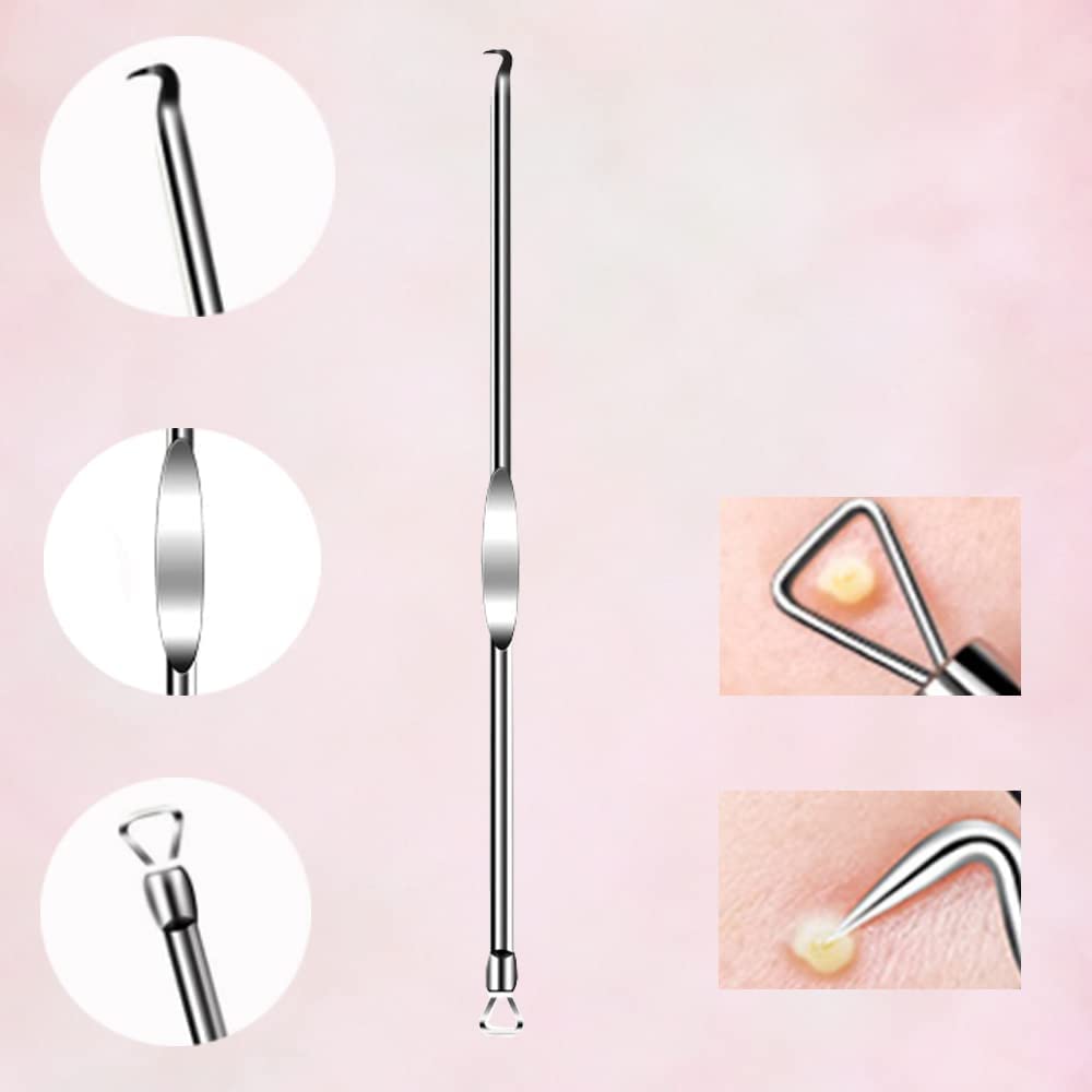 Acne Needle Pore Care Acne Blackhead Blackhead Antibacterial Stainless Beauty Storage Case Portable 4-Piece Set, Kit, Remover, Remover, Pusher, Steel,