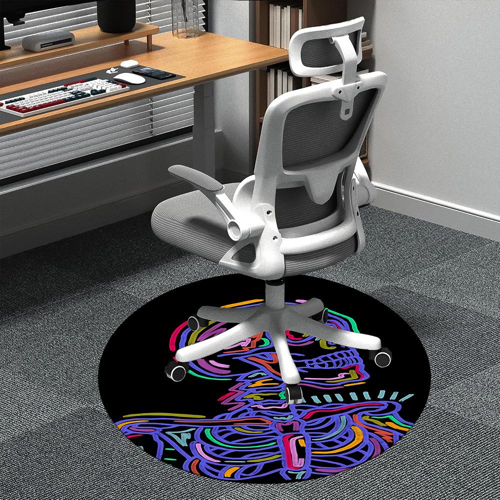 

1pc SkelePop Office Round Area Rug, Indoor Mat Suitable ForOffice, Under Office Chairs Bedroom Living Room Home Decor, Room Deco D057 80cm by 80cm
