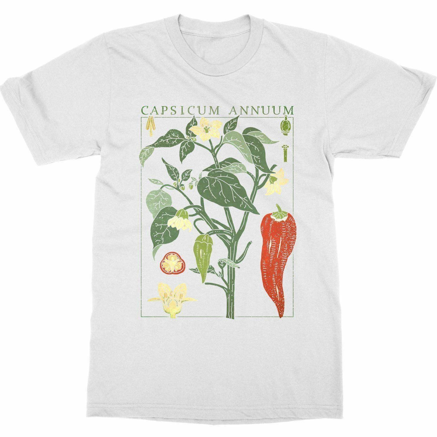 Botanical Garden Chili Pepper Plant Print Art Bloom Fruit Grow TShirt Summer Cotton Short Sleeve ONeck Unisex T Shirt S3XL S