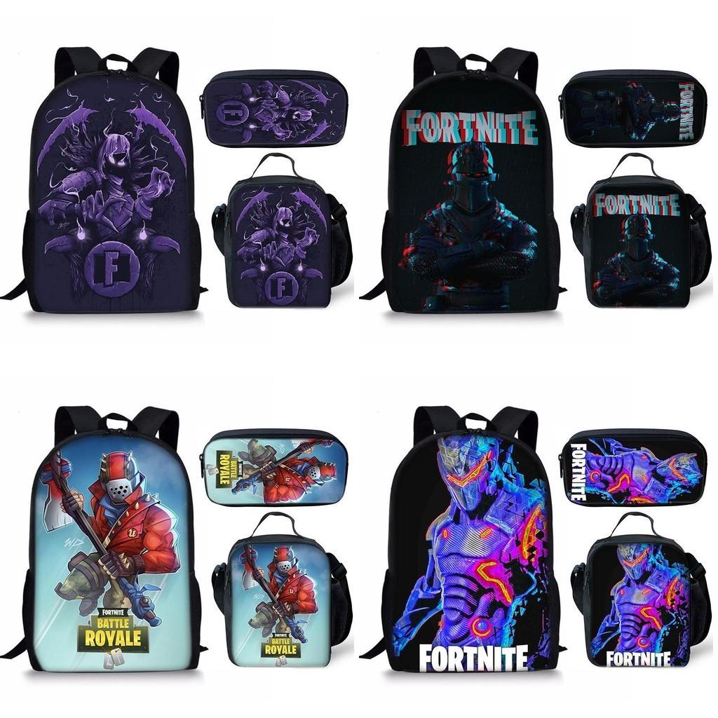 Large Capacity Fortnite Fortress Night Backpack Set Oxford Cloth 20-35l Breathable Waterproof Cartoon Pattern Street Style