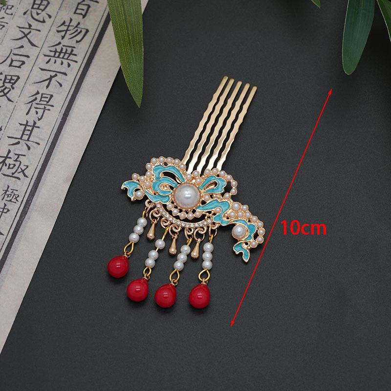 Chinese Style Enamel Butterfly Tassel Hairpin Women'S Hanfu Ancient Style Side Clip Hair Accessory