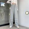 Women's High-Waisted Plaid Wide-Leg Pants - Autumn/Winter Casual Velvet Trousers
