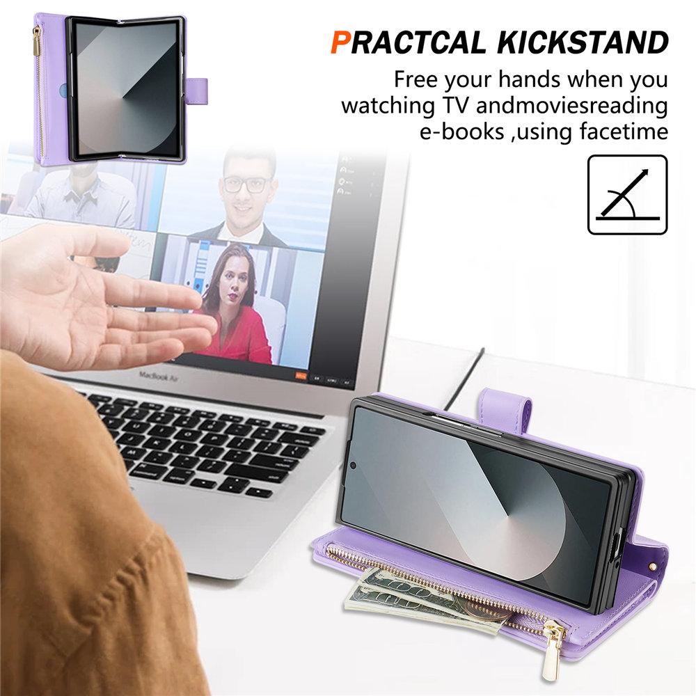 Crossbody Long Lanyard Wallet Leather Case For Samsung Galaxy Z Fold 6 Fold 5 Fold 4 3 Cards Slot Magnetic Cover