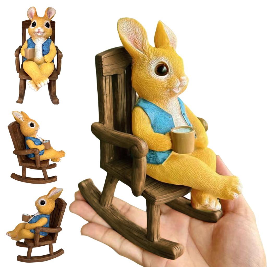 Rabbit Garden Statue Easter Craft Cartoon Animal Sculpture Multicolor for Housewarming Table Shelf Yard Patio Indoor