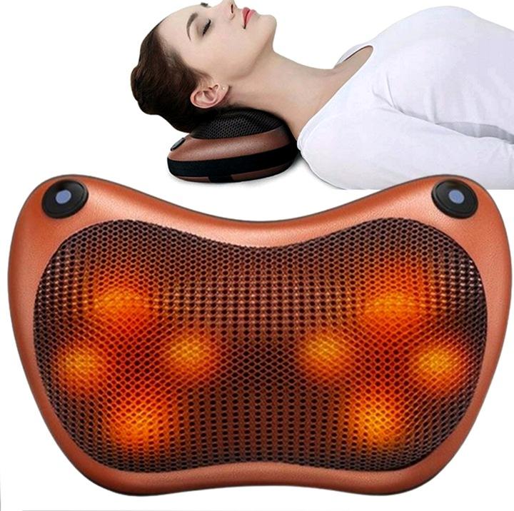 Masująca Poduszka Masaż Shiatsu Plecy Kark Ciało Masażer 2 Głowice + 4 Kule