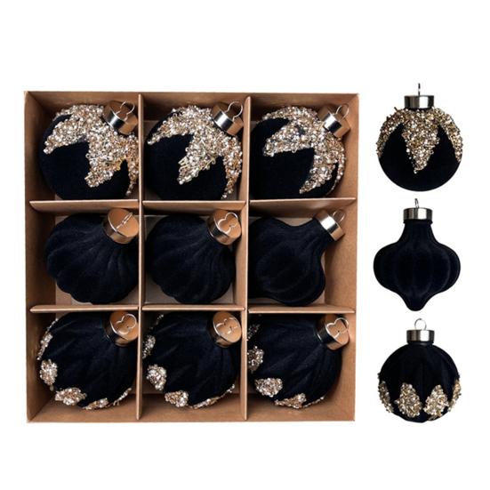 Velvet Christmas Balls Hanging Hoop Tree Decorations Xmas Party Ornaments Easy To Hang Plastic Holiday Decor for Home Office Parties