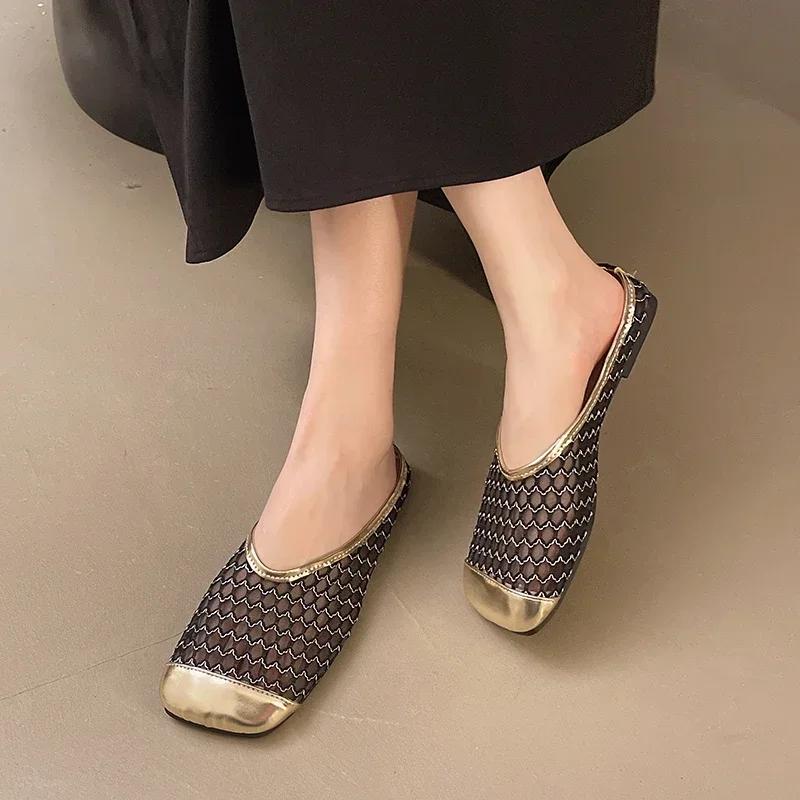 Damen Flache Hausschuhe Sommer Mode Sandalen Mesh Designer Schuhe Lässige Strandhausschuhe Walking Slides Damen Sandalias De Mujer