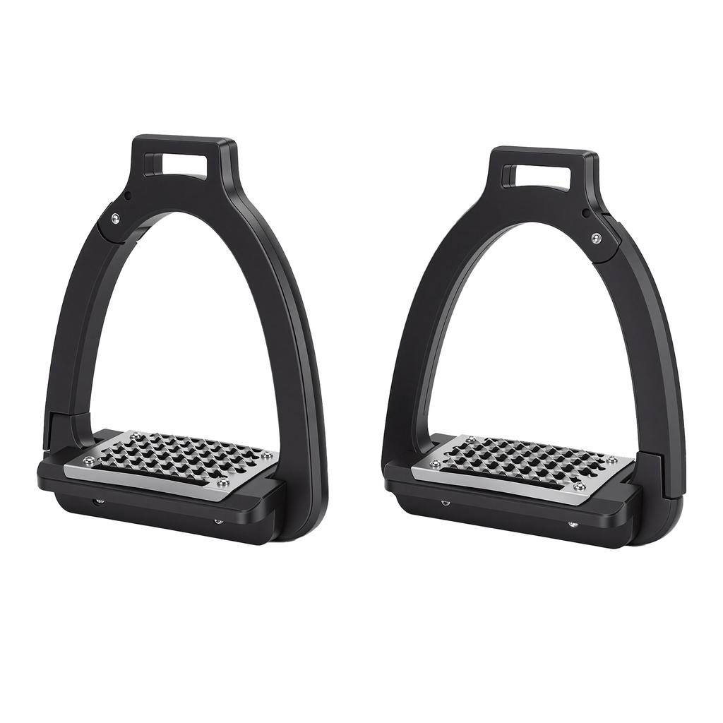 1 Pair Horse Stirrups Alloy Side Opening Safety Stirrup with Anti Slip Pads for Training Practice