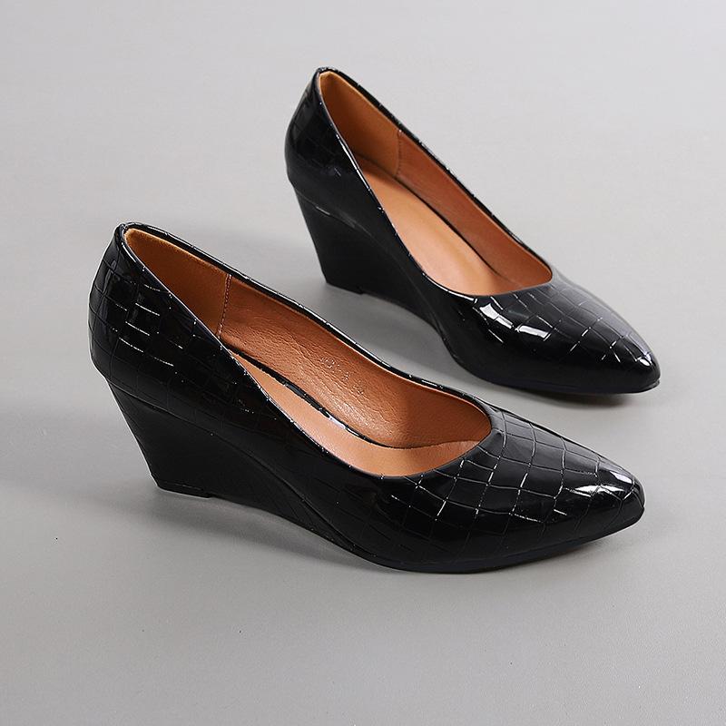 Spring Summer Wedges Heels Women Party Shoes Fashion Pointed Toe Office Ladies Pumps Plus Size 42 Gold Silver Black