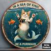 Metal Cat Wall Decor Tin Sign Gift For Friend 15x30cm Vintage Home Art