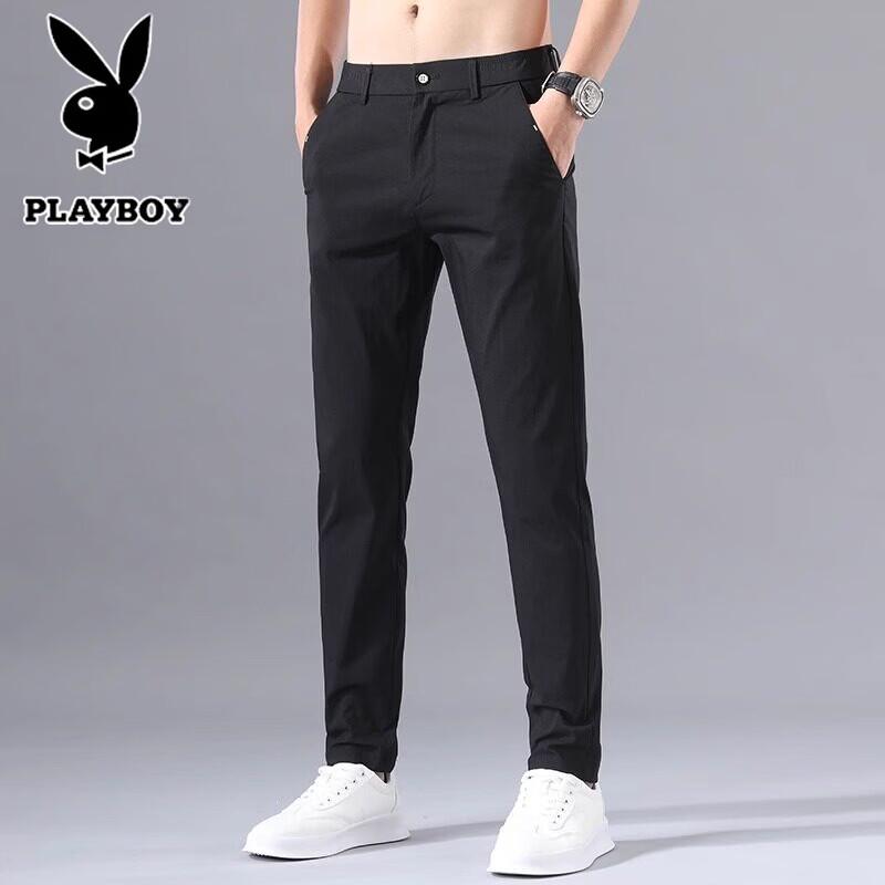 PLAYBOY Men s Lightweight Straight-Leg Casual Pants 32 чёрный