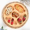 Japanese Style Solid Wood Round Fruit Plate with Five Compartments - Ideal for Snacks and Dried Fruit