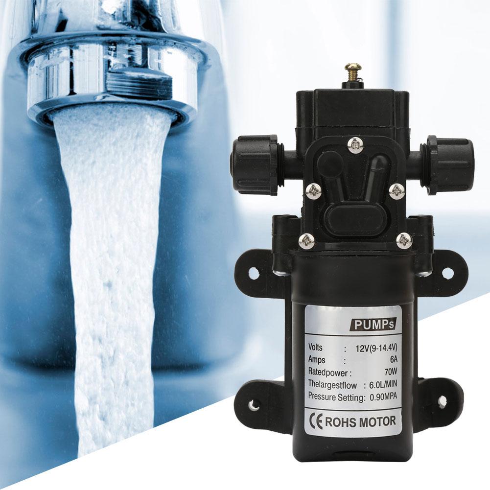 DC 12V 70W 6L Min Selbstansaugende Hochdruck-Membranpumpe Zwei Seitengewinde Wasserpumpe